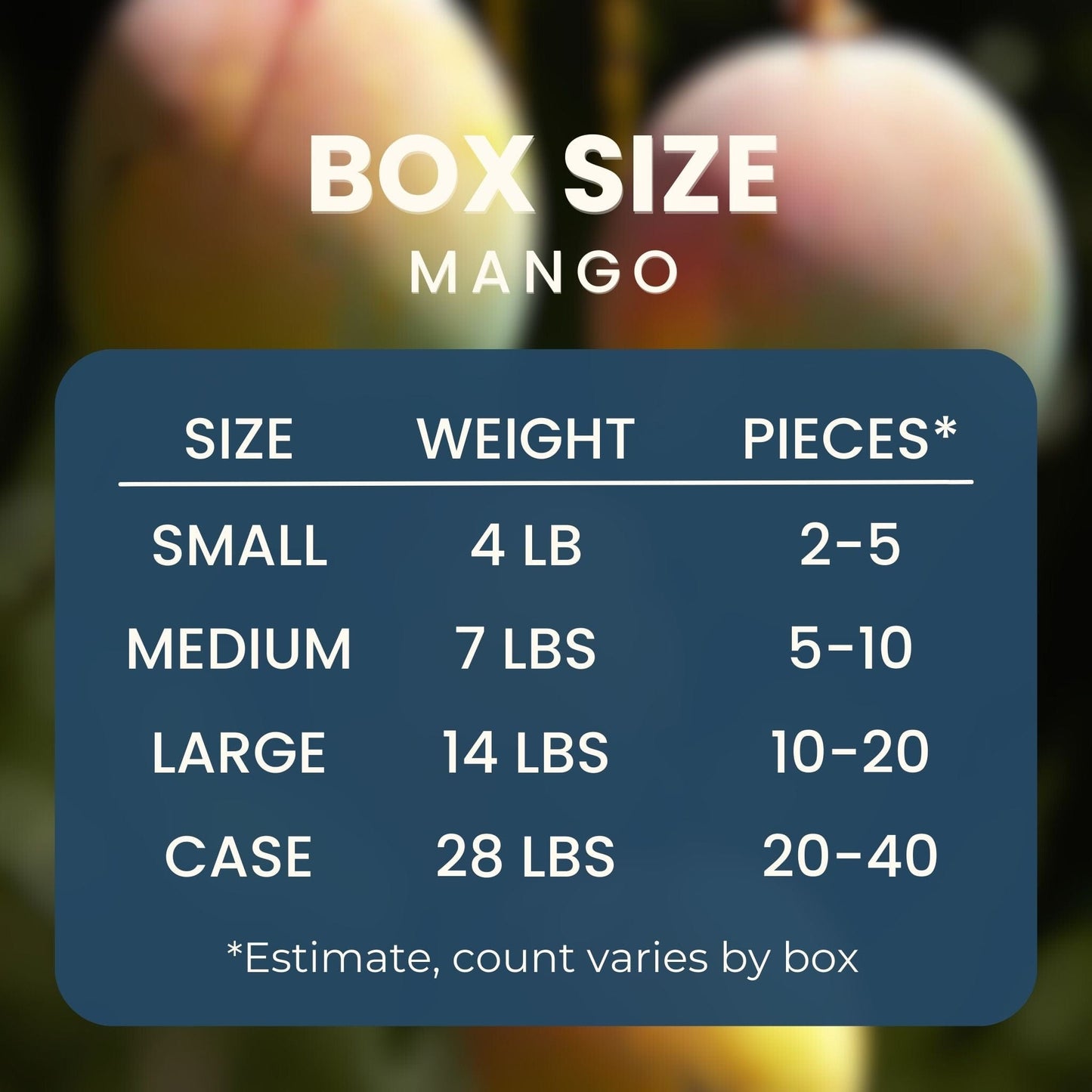 box sizes